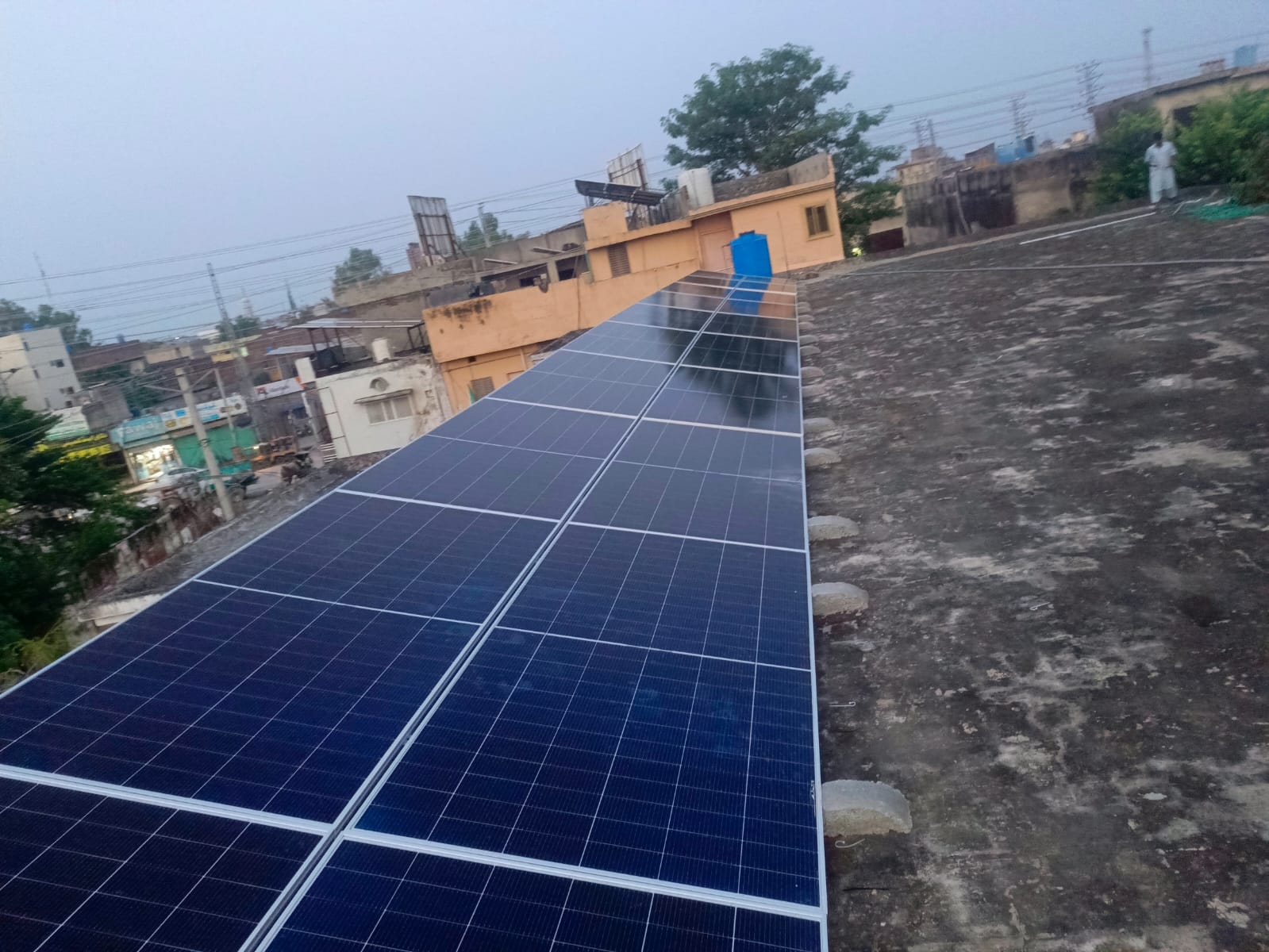 Solar panel installation on a rooftop